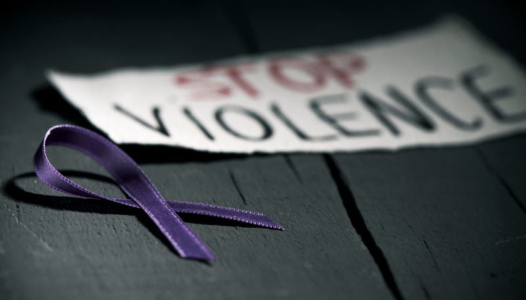 purple ribbon stop violence