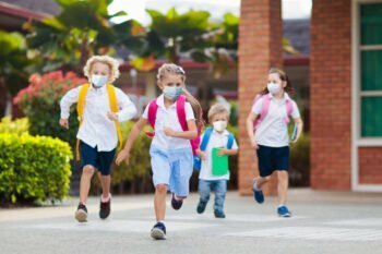 kids wearing masks at school